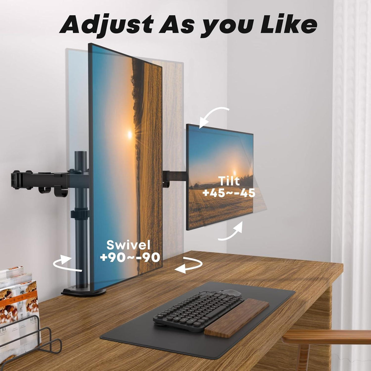 Monitor Halterung für 2 Monitore 17-35 Zoll Neigbar Schwenkbar Drehbar