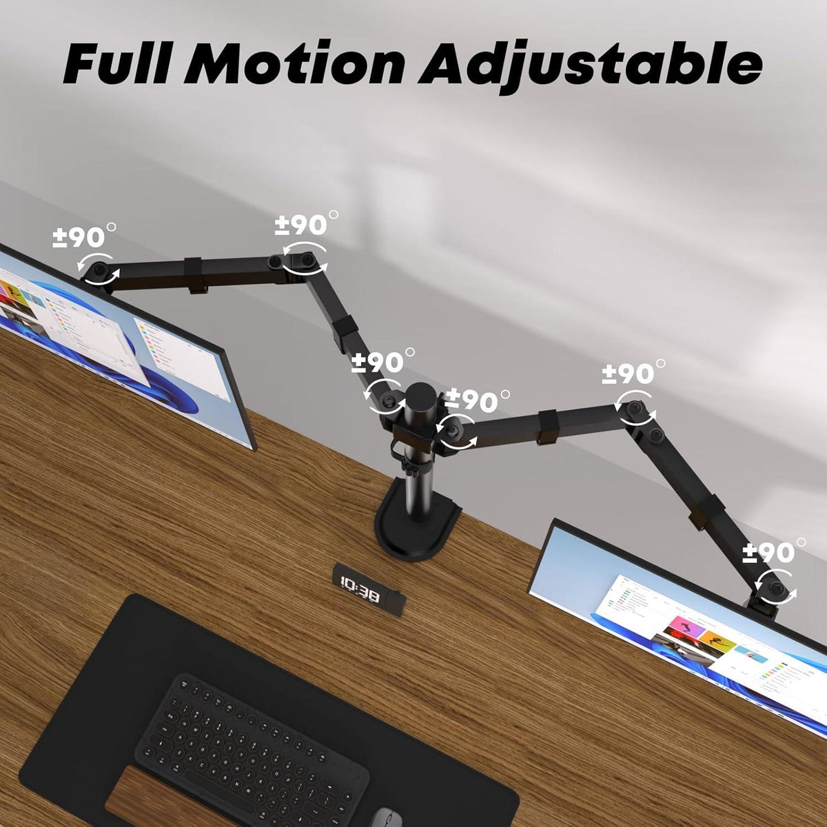 PUTORSEN Monitor Halterung für 17-35-Zoll Monitore, Neig-, Schwenk- und Drehbar, VESA 75/100mm, 9kg pro Arm