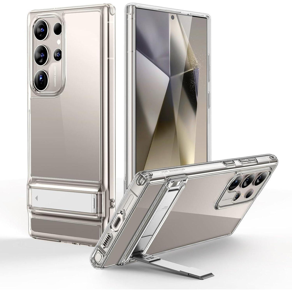 Galaxy S24 Ultra Hülle mit Ständer, Militärschutz, Klar