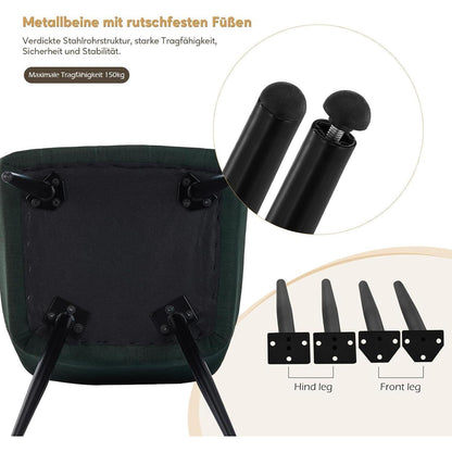 Gepolsterter Esszimmerstuhl mit Armlehnen & Leinenbezug Grün