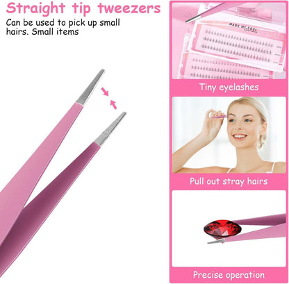 Präzisionspinzette 2er Set Edelstahl Wimpernverlängerung Pinzette