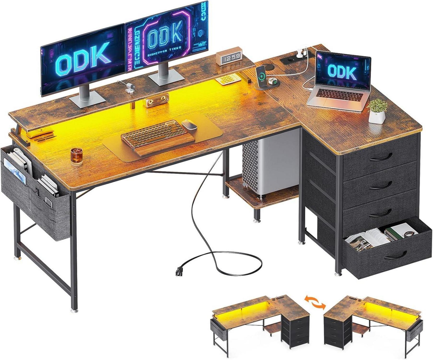 ODK Eckschreibtisch mit Stoff