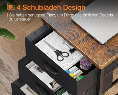 ODK Eckschreibtisch mit LED, USB, Monitorständer, Braun