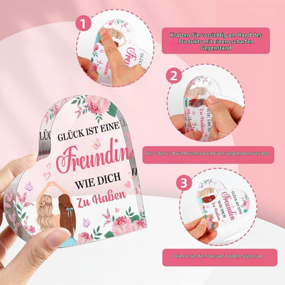Freundin Geschenk Set: Schlüsselanhänger, Acryl Deko & Karte