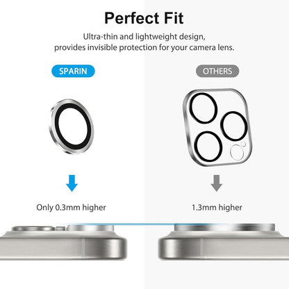 SPARIN iPhone 15 Pro Kameraschutz 4 Stück 9H Härte Glas Klar Anti-Kratzer