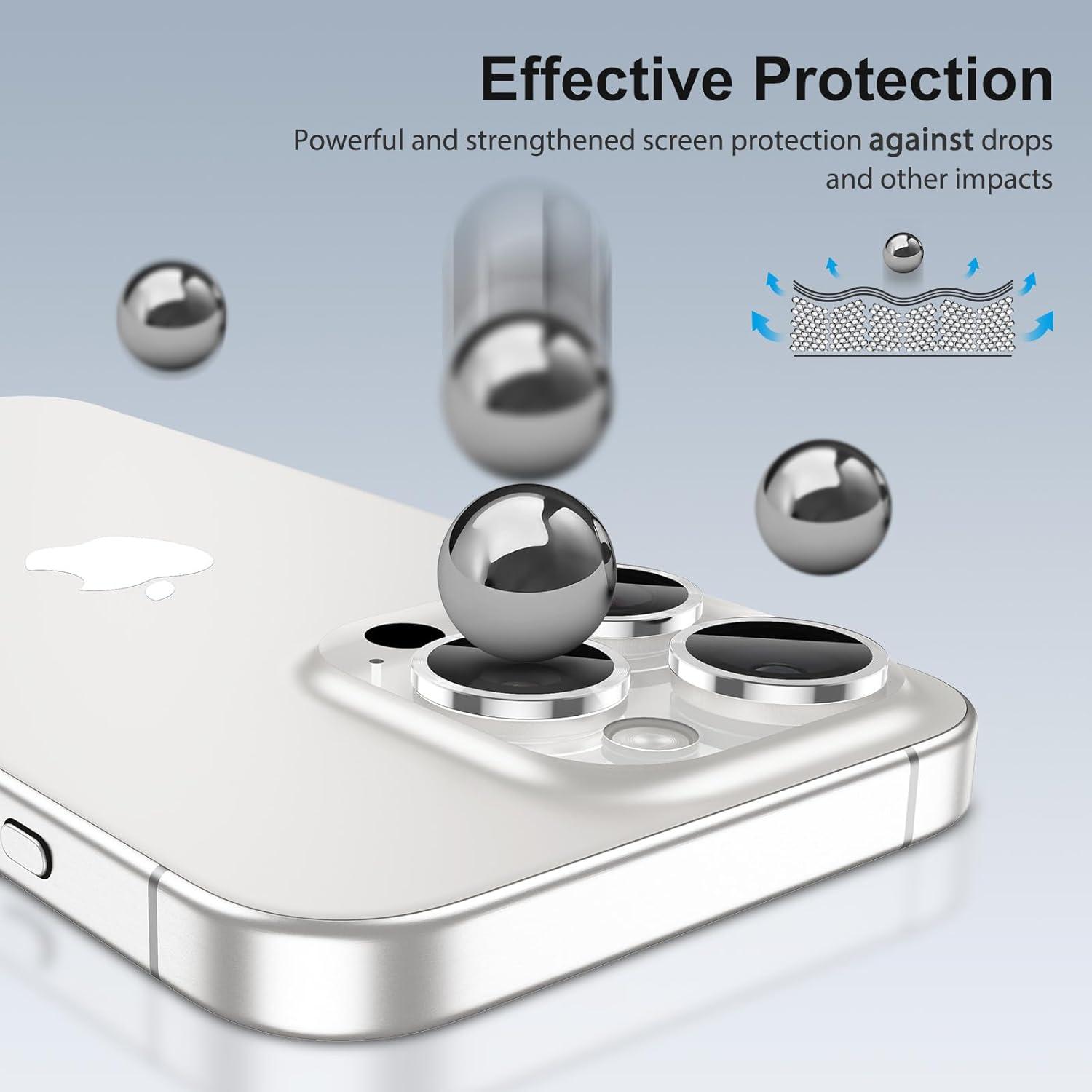 Kameraschutz 4er Set für iPhone 15 Pro/15 Pro Max, 9H Härte, Panzer