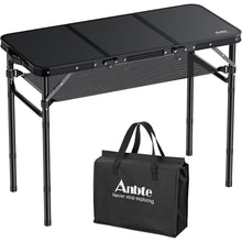 Klapptisch Aluminium 88x40cm 3 Höhen, mit Netz, Ganz Schwarz