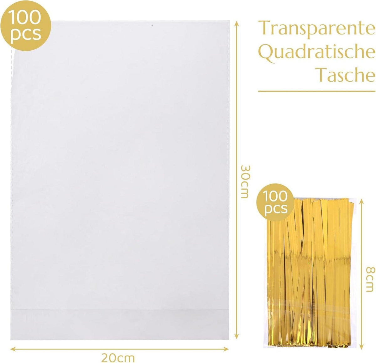 Transparente Plastiktüten für Süßigkeiten 20x30cm - 100