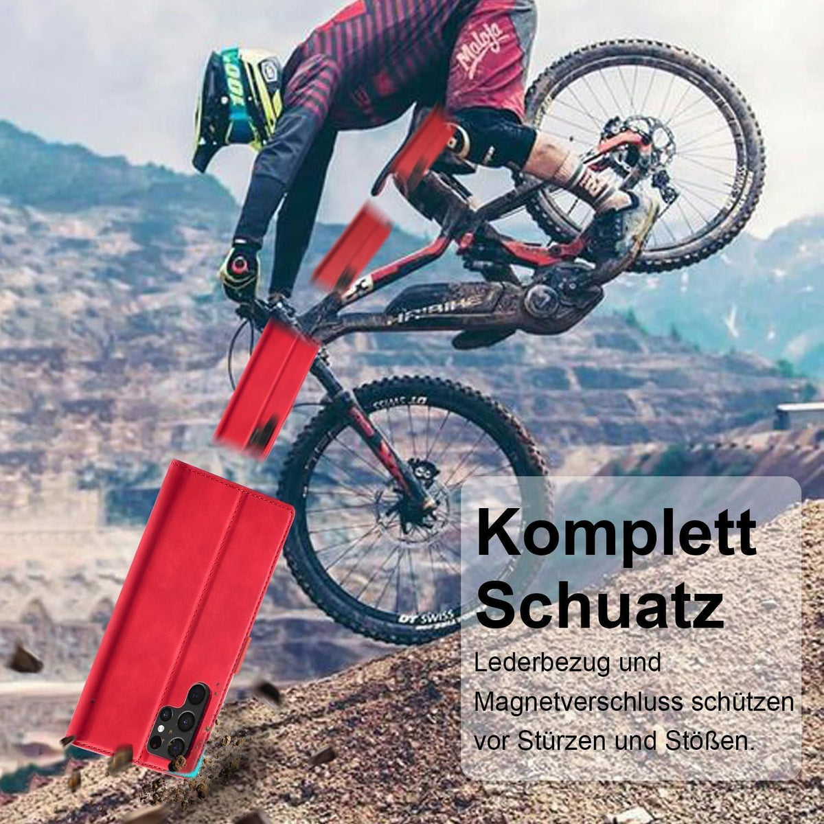 Samsung Galaxy S24 Ultra Klapphülle mit Schutzfolie & Kartenfächern in Lederoptik