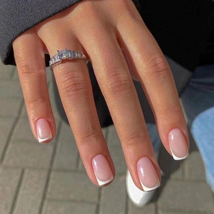 Kurze Weiße Acrylnägel 24 Stück Eckig Glossy Zum Aufkleben