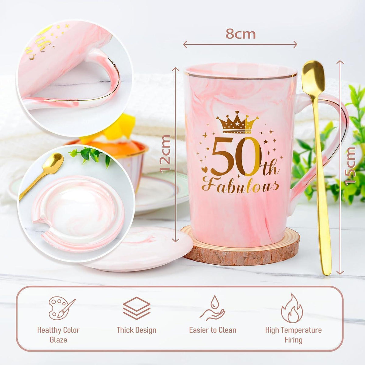 Geschenkset 50. Geburtstag Frau | Rosa mit Tasse & Wellness