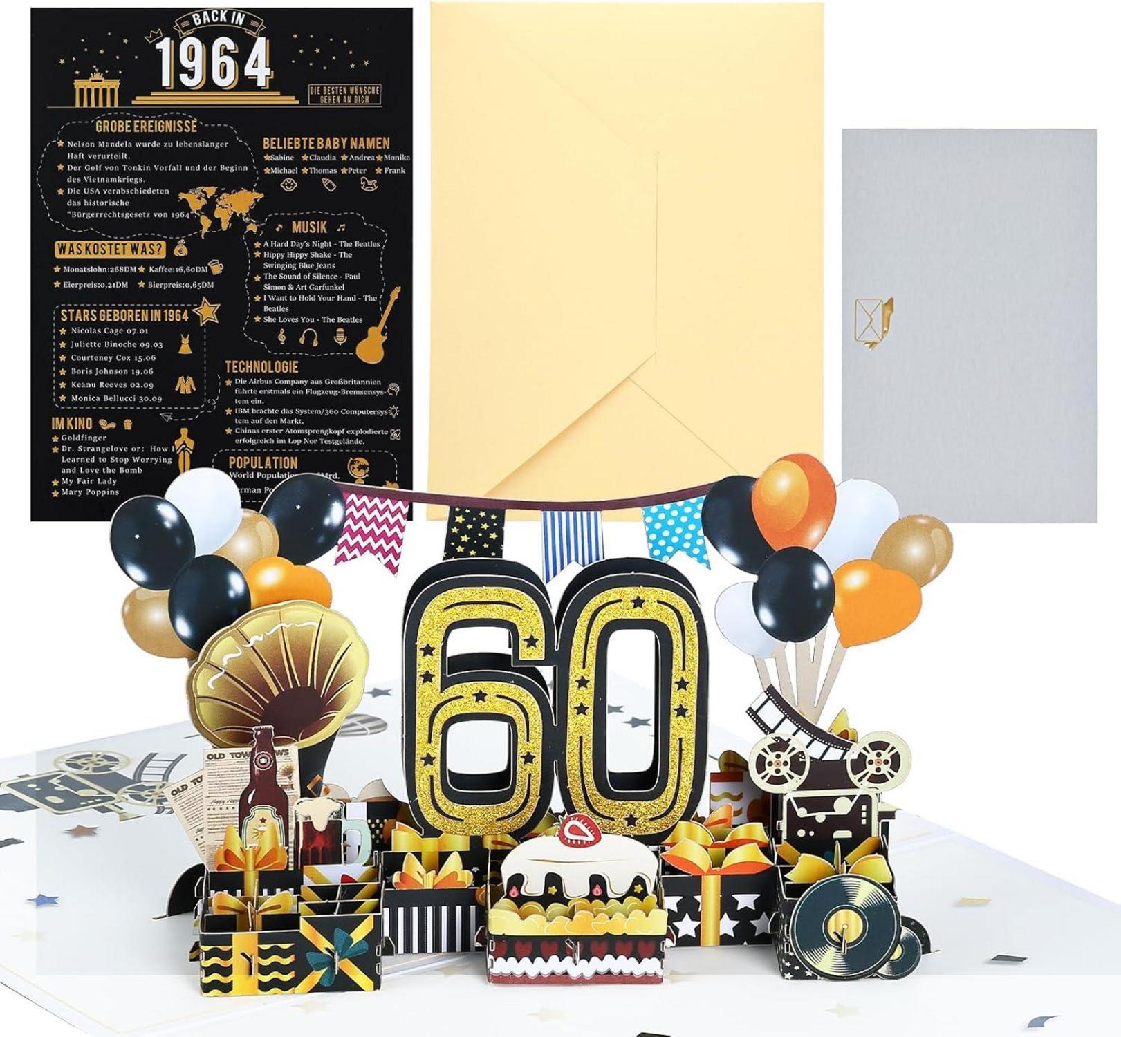 Geburtstagskarte 60 1964 Jahrgang Geschenk Pop Up Karte