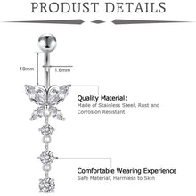 Bauchnabelpiercing 3er Set 10mm Chirurgenstahl Silber Gold Herz Schmetterling