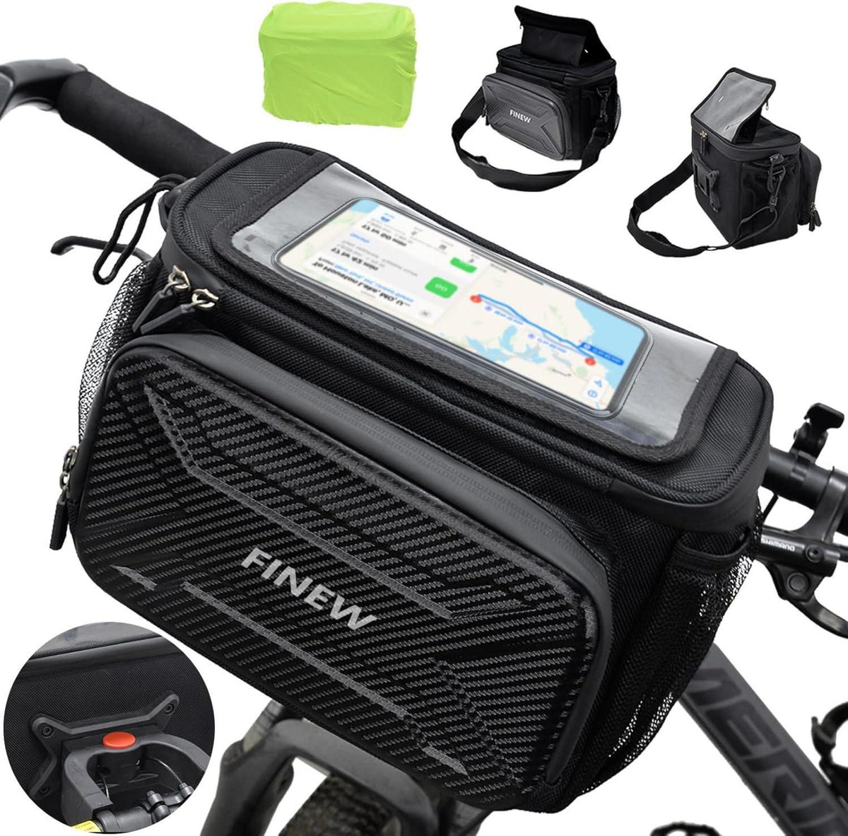 Lenkertasche für Fahrrad E Bike 6L, Wasserdicht, Touchscreen, Regenschutz
