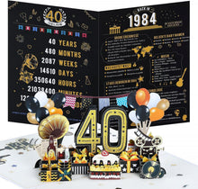 Joyoldelf 3D Pop Up Geburtstagskarte 40 Jahrgang Geschenk Umschlag