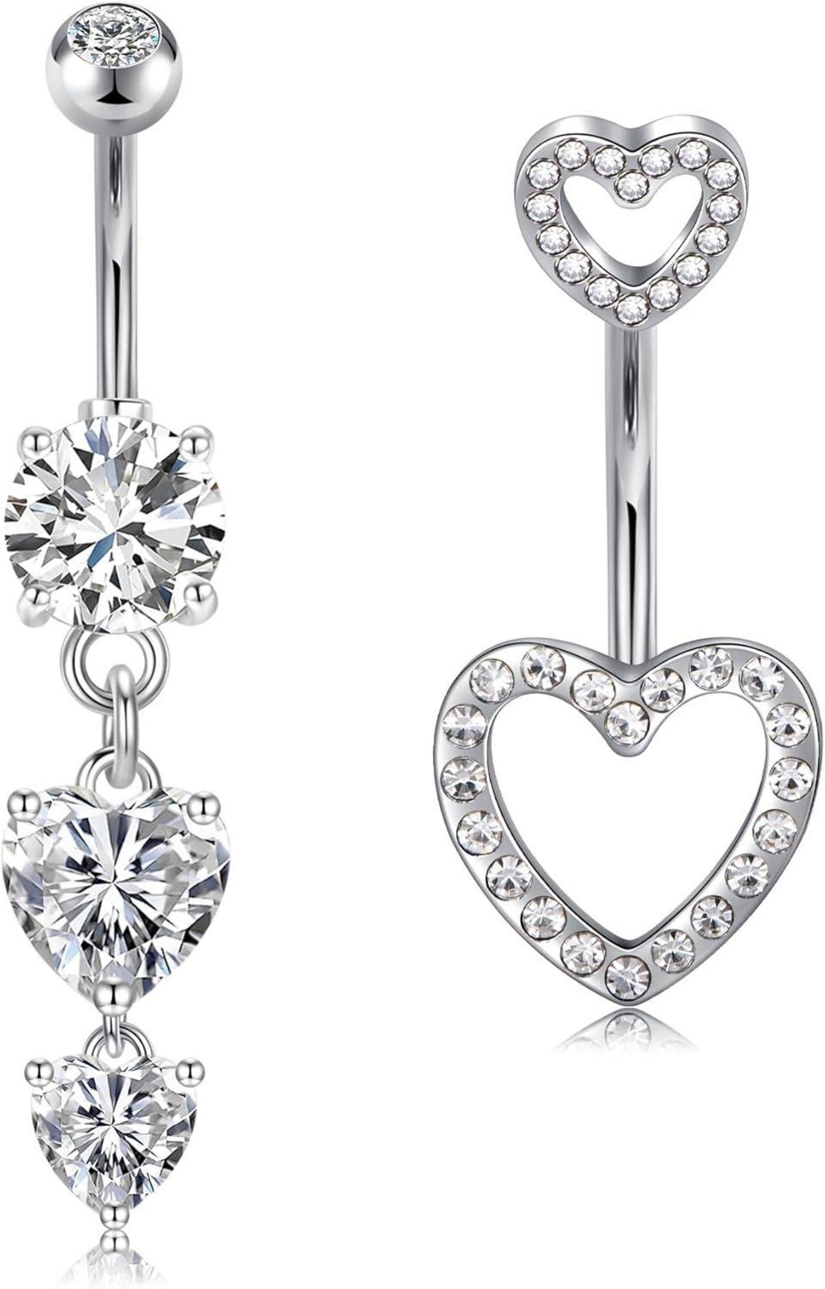 Bauchnabelpiercing Set Chirurgenstahl Kristall Zirkonia 14G 2 Stück