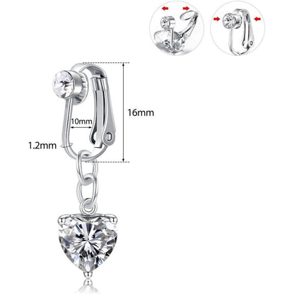 3 Stück Fake Bauchnabelpiercing Set Silber Lang Kristall