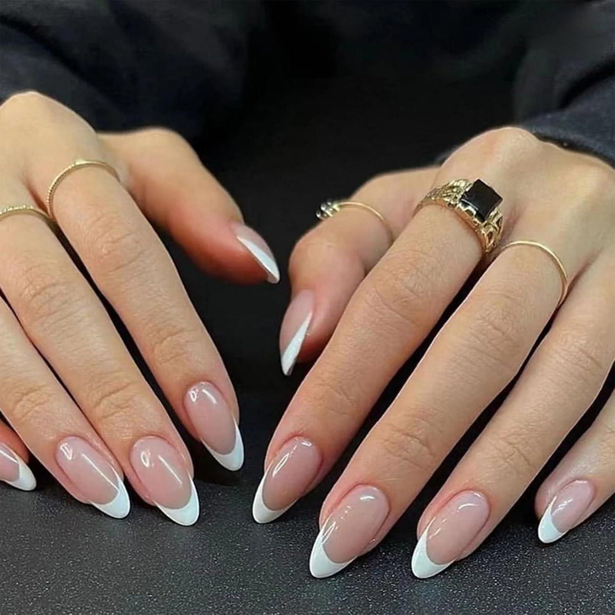 24er Set French Press on Nails - Weiße Falsch Nägel Kurz