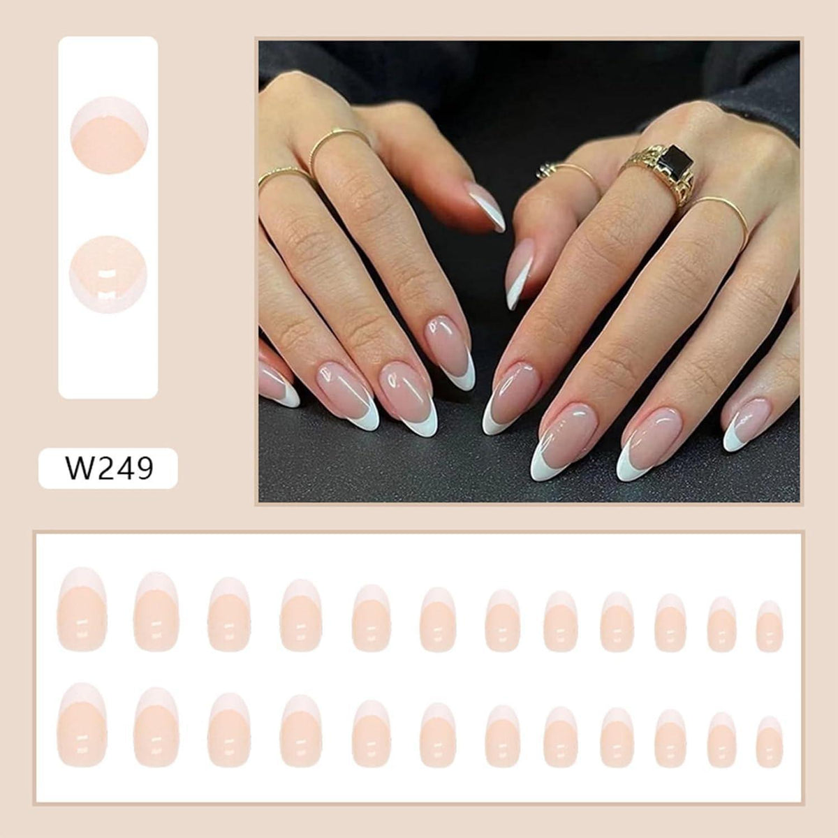 24er Set French Press on Nails - Weiße Falsch Nägel Kurz