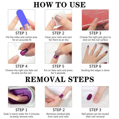 24 Mandel Falsch Nägel Dunkelrot Französisch Glänzend Press On Nails
