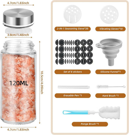 FRIBERG Gewürzgläser Rund 24er Set 120ml Gewürzdosen Glas