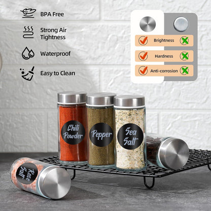 Gewürzgläser Set 12er 120ml Glas Streueinsatz Etiketten Trichter