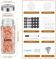 FRIBERG Gewürzgläser Set Edelstahl Deckel 120ml 28 Etiketten