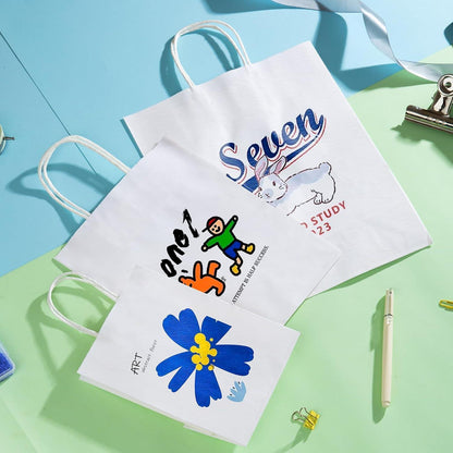 45 Papiertüten mit Henkel, Gemischte Größen, Weiß