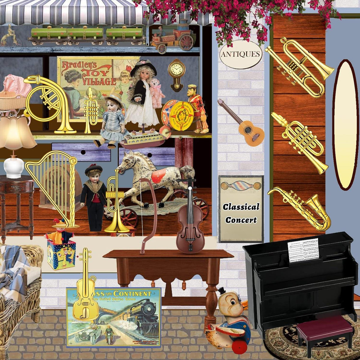 24 Miniatur Musikinstrumente Set Puppenhaus Zubehör Weihnachten