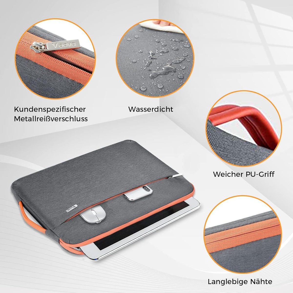 Voova Laptophülle 15 Zoll MacBook Air 15 Laptoptasche Schutz Hülle Dunkelgrau