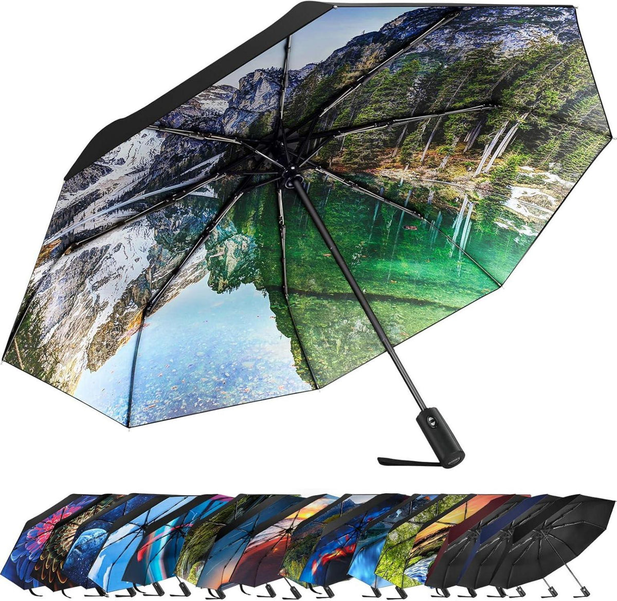 Faltbarer Regenschirm mit niedlichen Aufdrucken, UV-Schutz