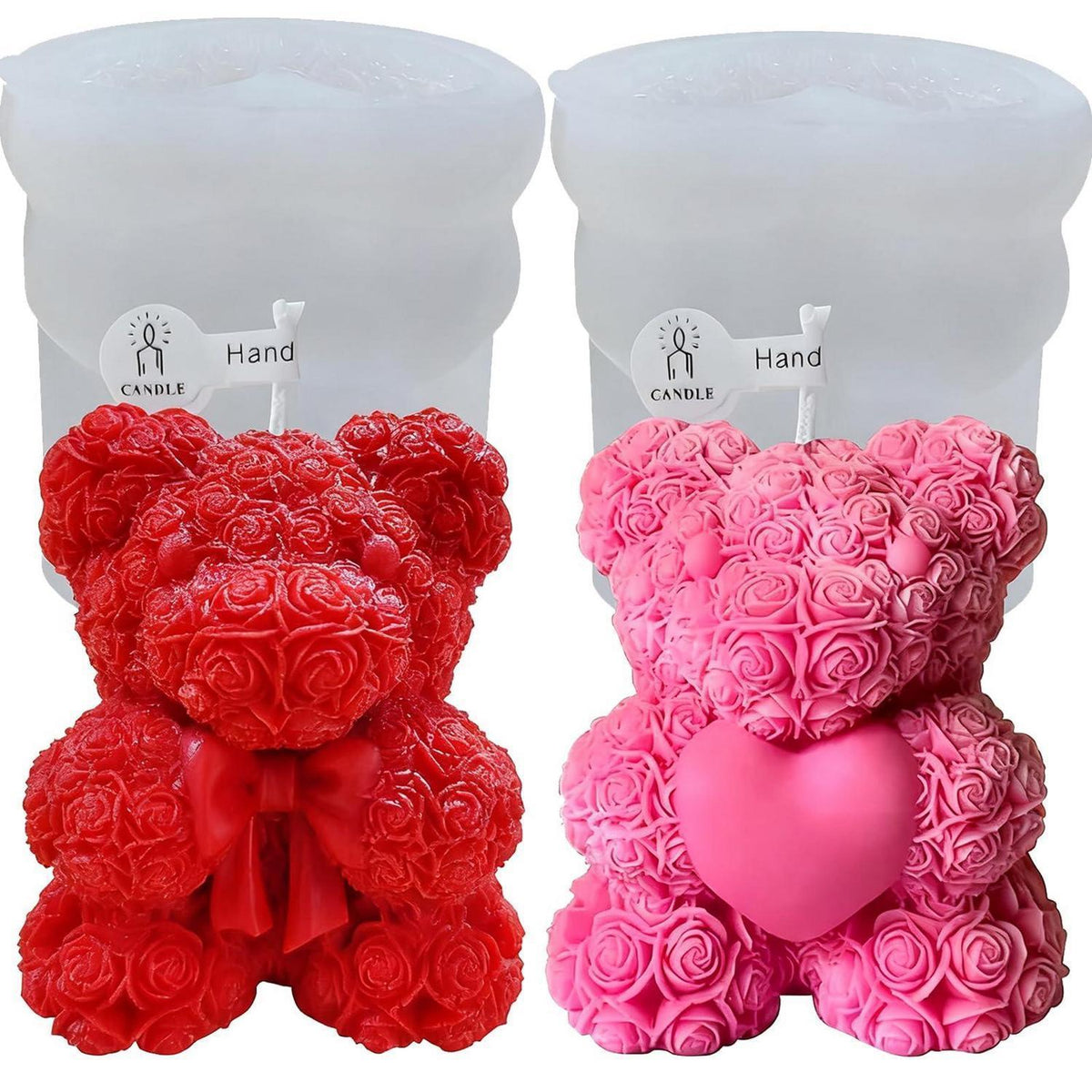 Silikonform Rosenbär 2er Set – Kerzen, Seife, Gießharz