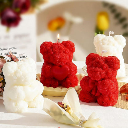 Silikonform Rosenbär 2er Set – Kerzen, Seife, Gießharz
