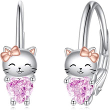 Creolen 925 Sterling Silber mit Einhorn Faultier Katze Motiv und Zirkonia