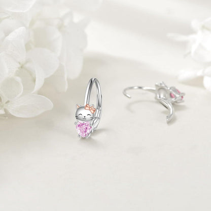 Creolen 925 Sterling Silber mit Einhorn Faultier Katze Motiv und Zirkonia