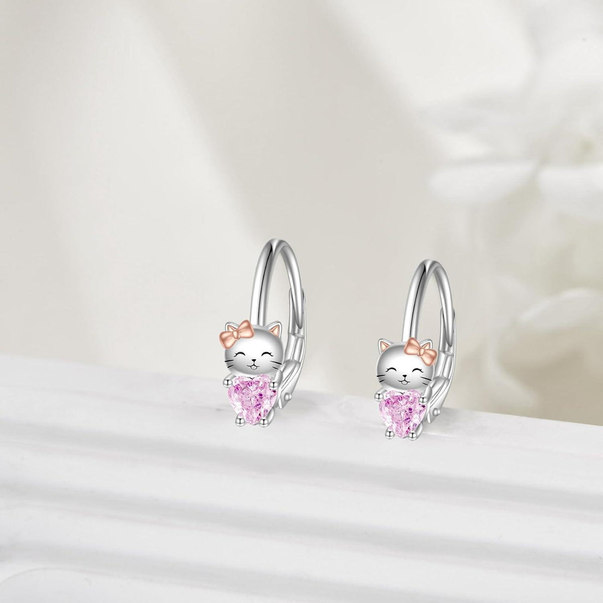 Creolen 925 Sterling Silber mit Einhorn Faultier Katze Motiv und Zirkonia