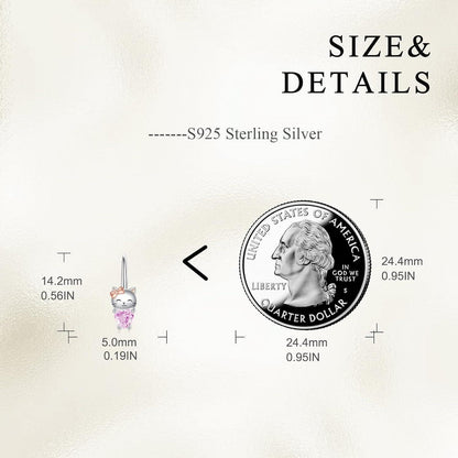 Creolen 925 Sterling Silber mit Einhorn Faultier Katze Motiv und Zirkonia