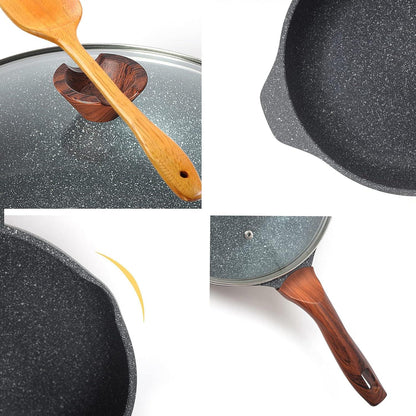Antihaft Hochrandpfanne mit Granitbeschichtung und Deckel, 28cm
