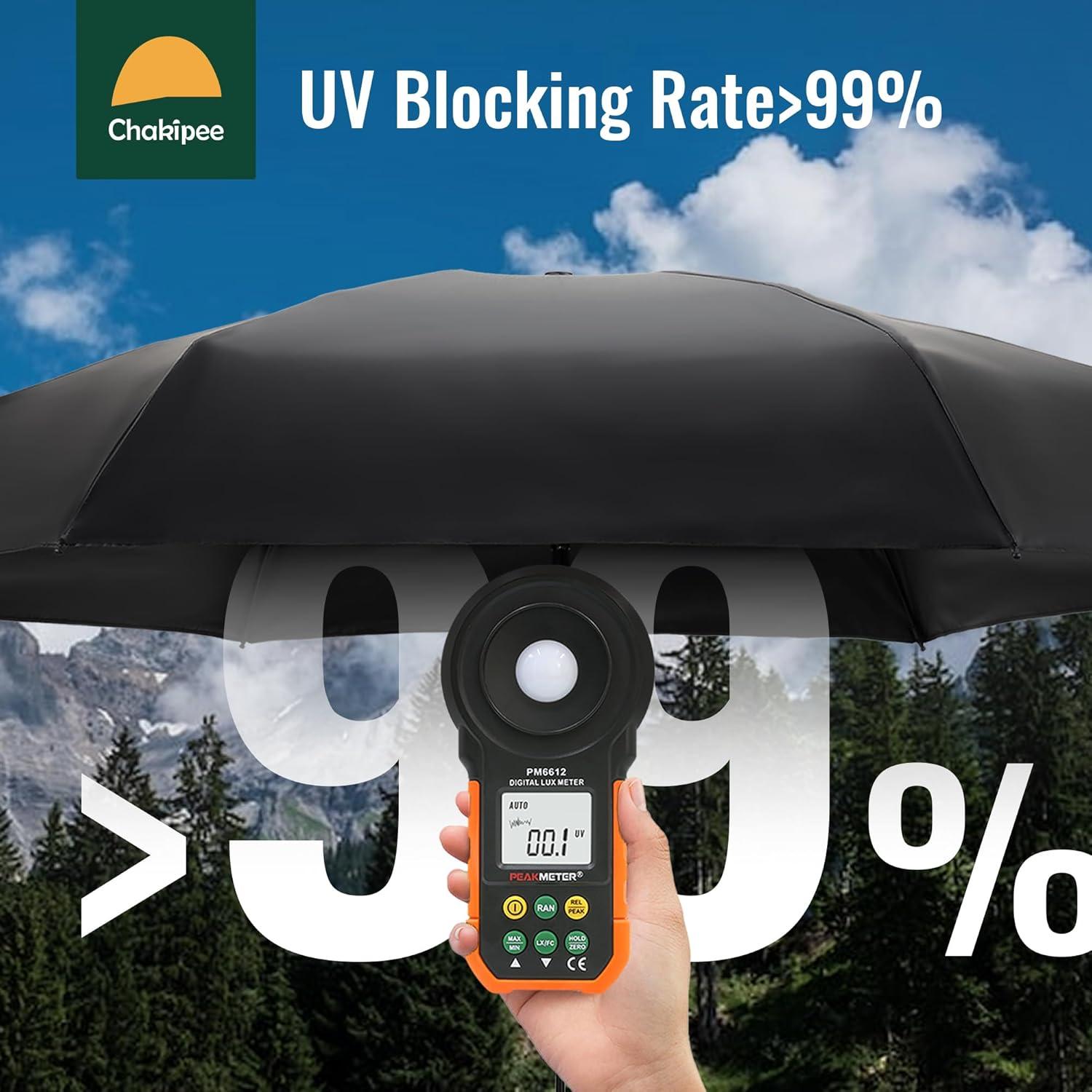 Kleiner Mini Regenschirm mit UV-Schutz und Tasche, Schwarz