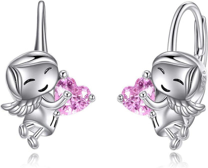 Einhorn Faultier Katze Mädchen Creolen Ohrringe 925 Silber Rose