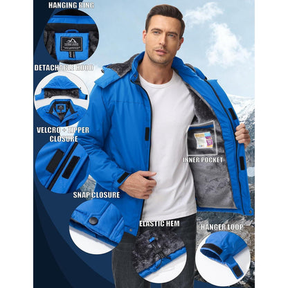 Herren Skijacke wasserdicht warm gefüttert blau XL
