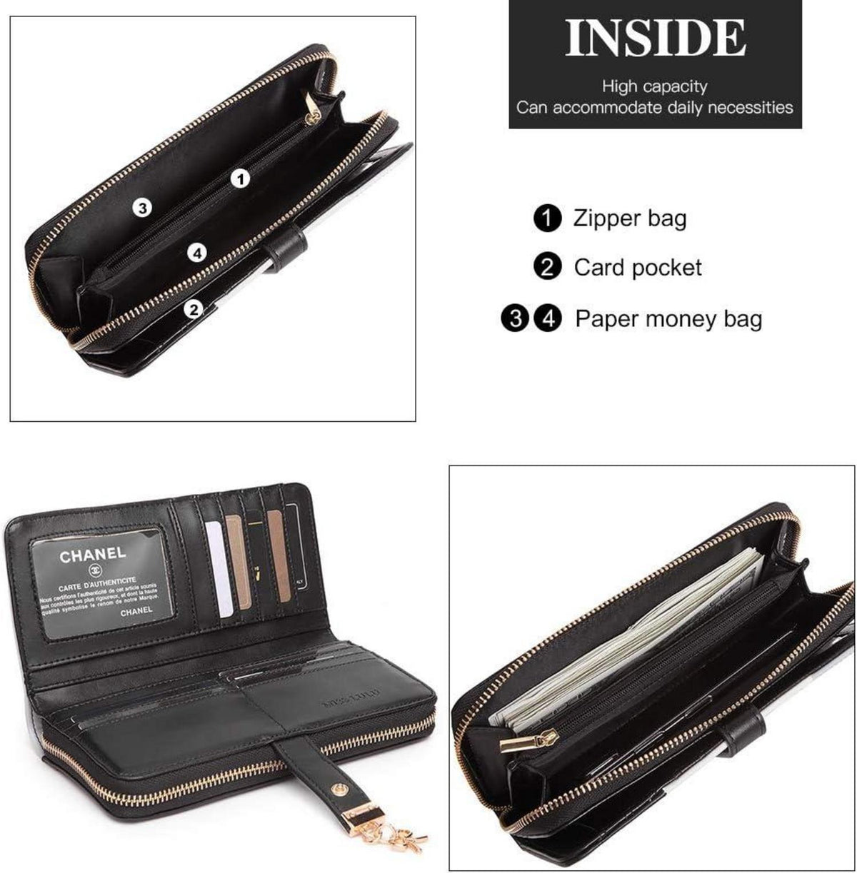 Miss Lulu Damen Handtasche Schultertasche Schwarz V-Design 2-teiliges Set