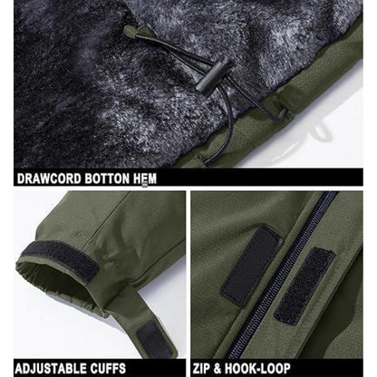 Herren Skijacke Wasserdicht & Warm – Outdoor Winterjacke Armeegrün