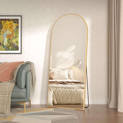 Gewölbter Ganzkörperspiegel 165x60cm – Stehend, Hängend, Gold