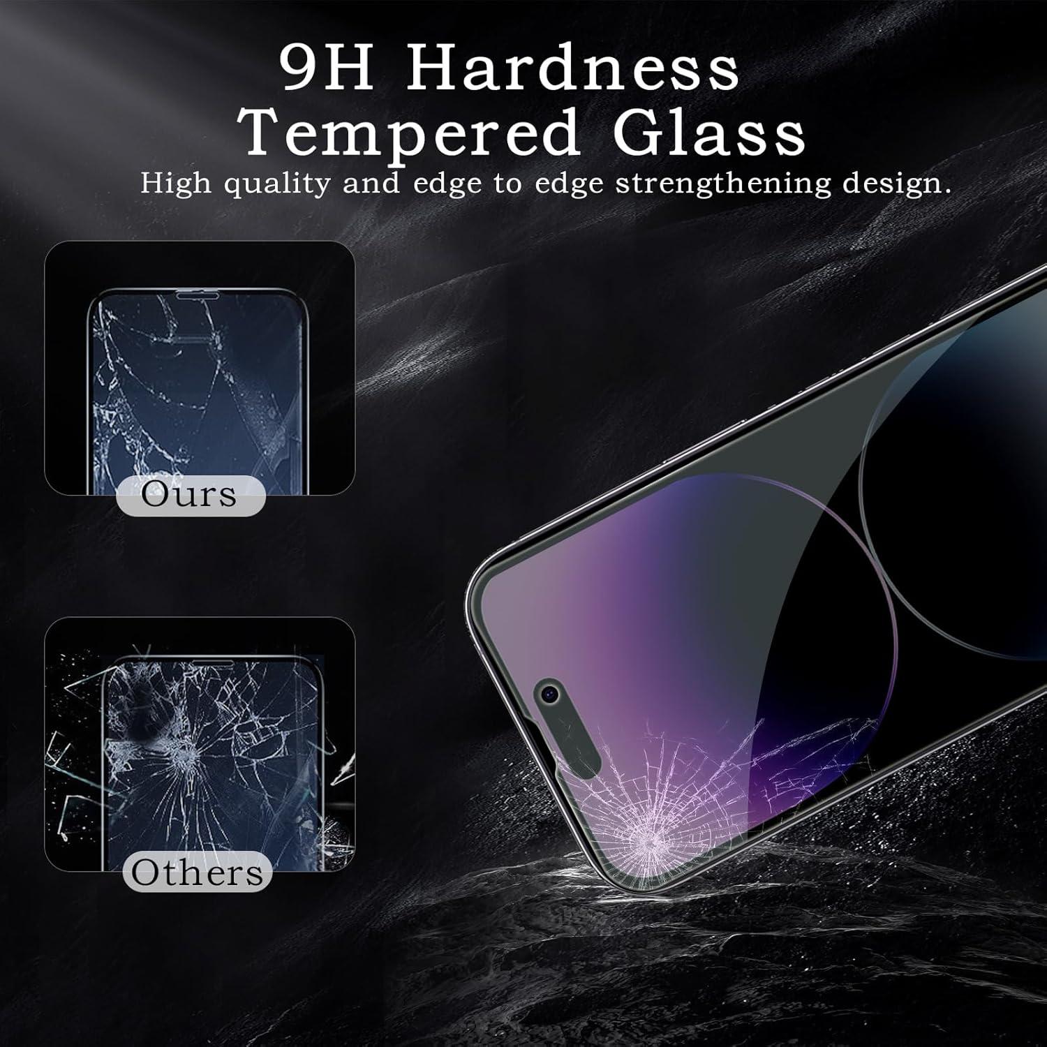 Sichtschutz iPhone 14 Pro 2x Kameraschutz HD Blickschutzfolie 9H Härte