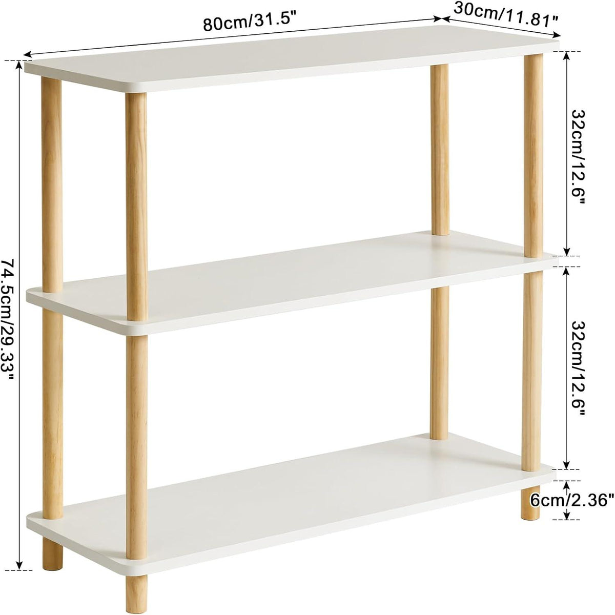 3-Tier Holz offenes Bücherregal Aufbewahrungsorganizer Multifunktional