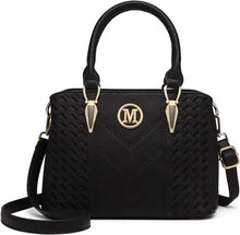 Elegante Handtasche Mittelgroß Lychee Muster Schwarz