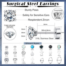 21Pairs Chirurgenstahl Damen Ohrstecker Set Zirkonia Opal