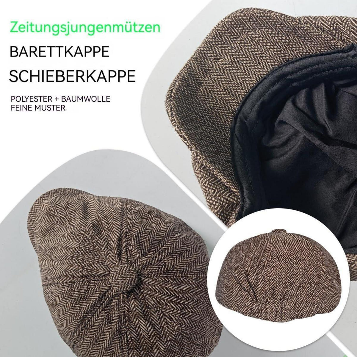 Herren Schiebermütze Winter - Gatsby Newsboy Cap Kaffee