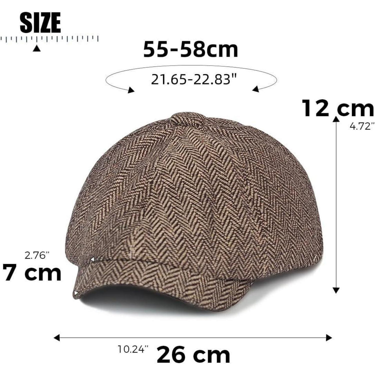 Herren Schiebermütze Winter - Gatsby Newsboy Cap Kaffee